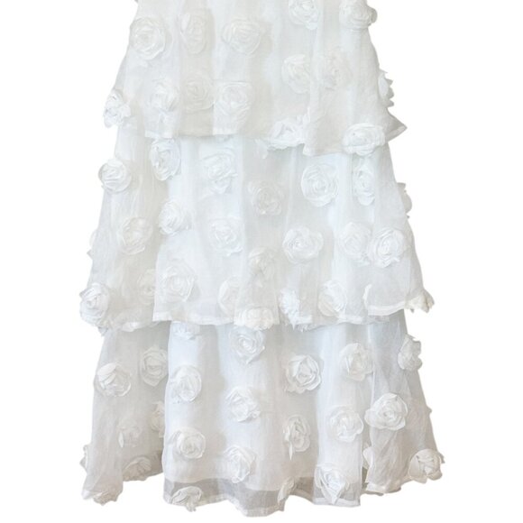 Lulu's Women's Exceptional Entrance Tiered Rosette Dress White Size M NWT - Picture 9 of 14